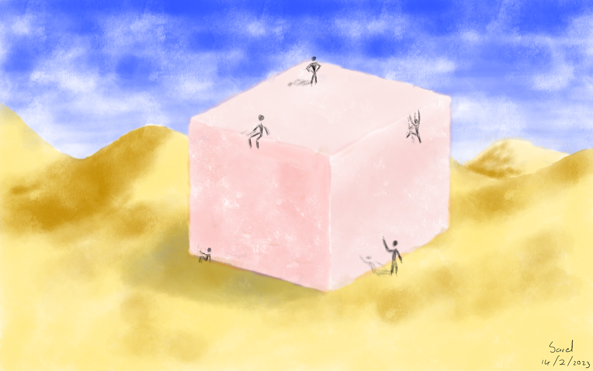 Pink Cube in the Desert